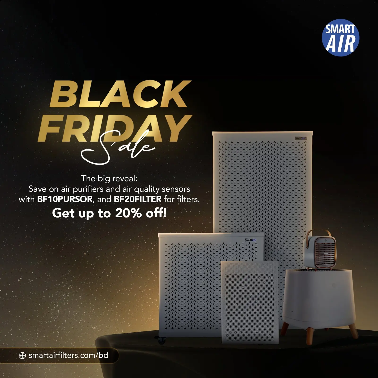 Black Friday sale post showing the air purifier range
