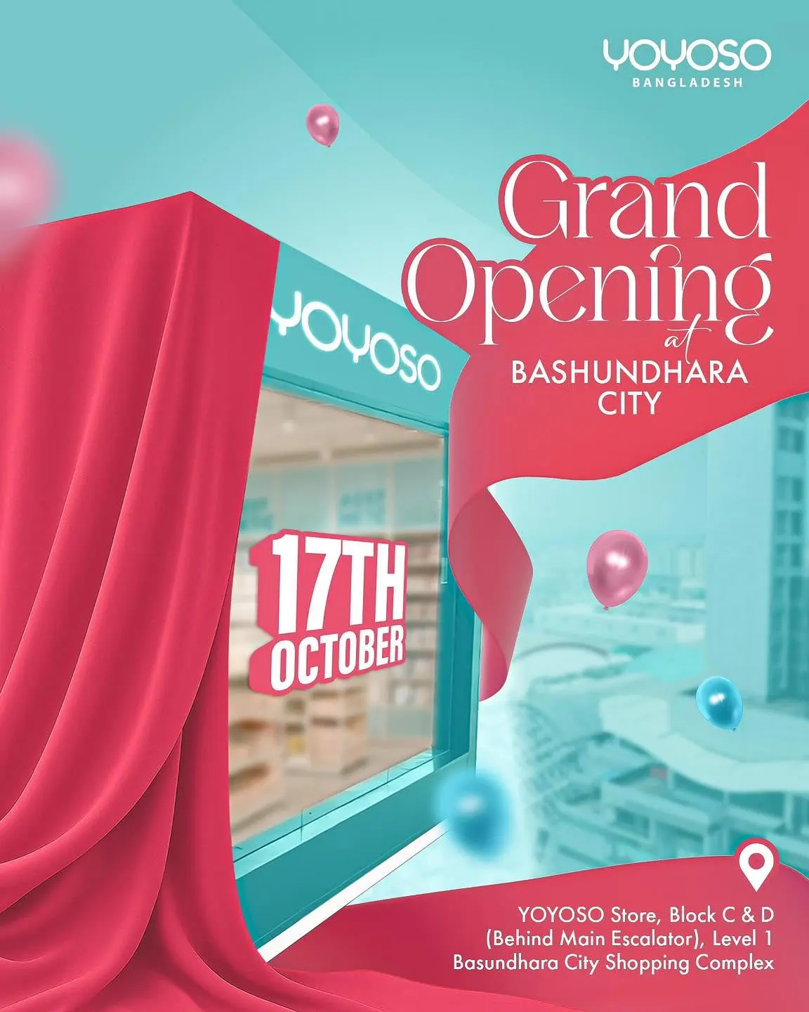 Grand opening announcement for the YOYOSO store at Bashundhara City