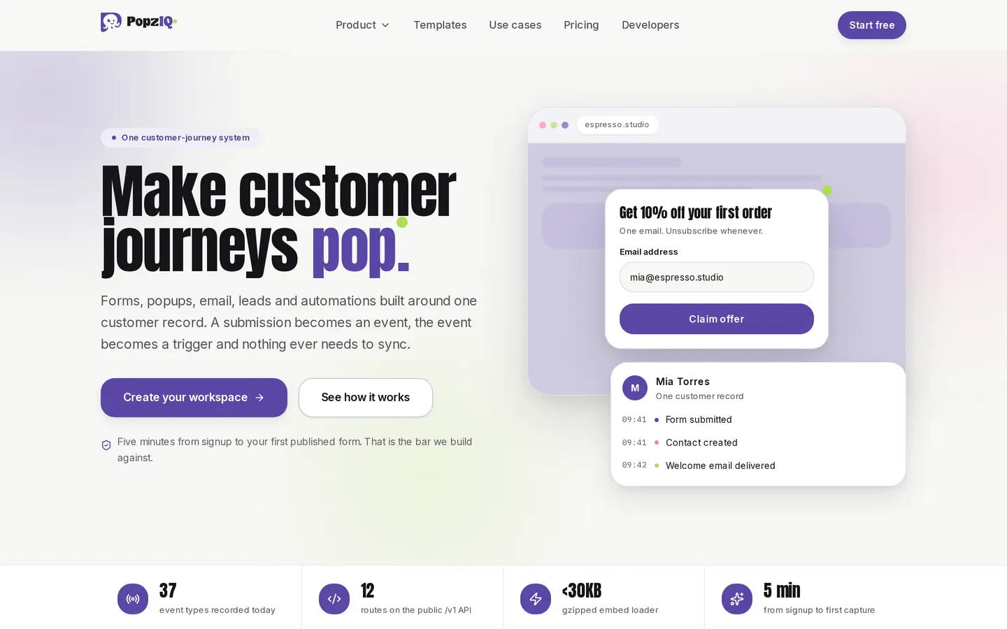 PopzIQ home screen